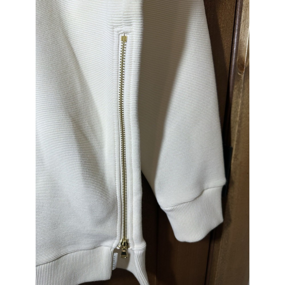 Varley Womens Cream Ribbed Sweatshirt Tunic Side Zip Pullover Size M/L - Picture 6 of 6